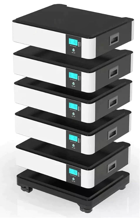 Solcellsbatteri paket Elin stapelbara 30kWH- med 15kW Victron inverter Ladda när elen är billigare, använd när elen är dyr.