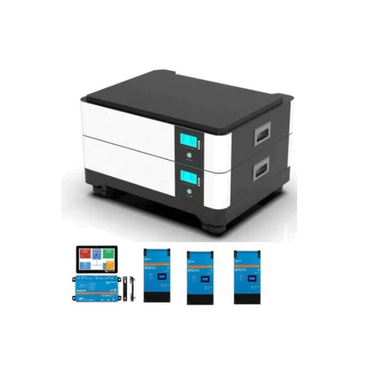 Solcellsbatteri paket Elin stapelbara 30kWH- med 15kW Victron inverter Ladda när elen är billigare, använd när elen är dyr.